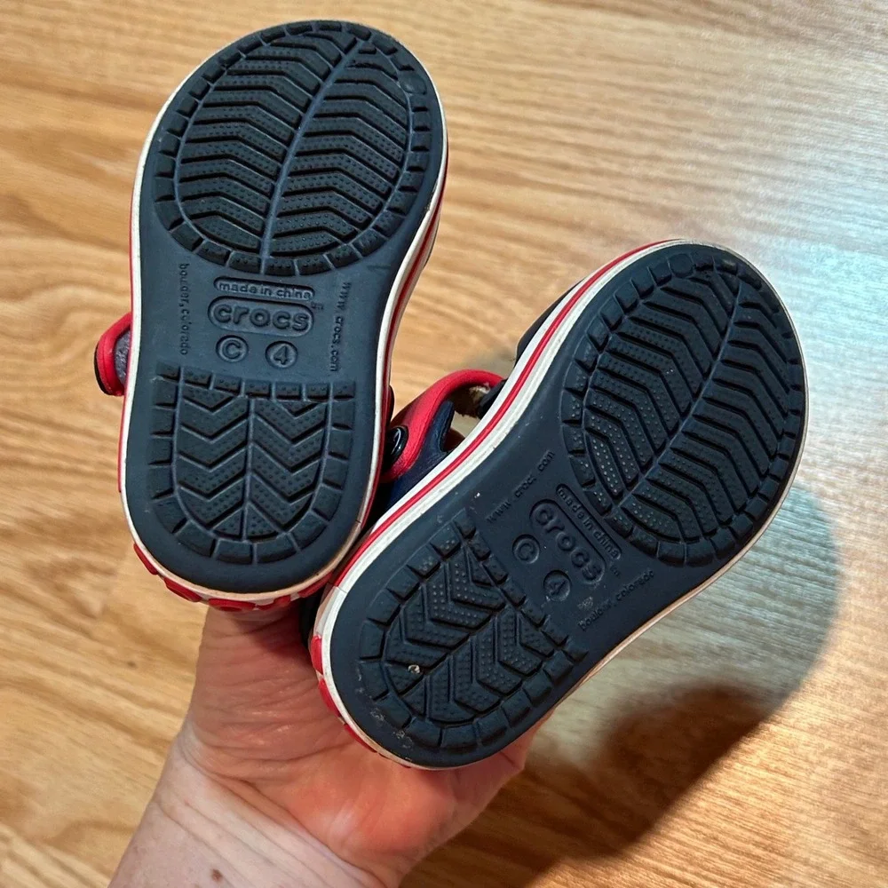 Crocs Crocband II Toddler Navy Blue Red Sporty Sandal‎ C4